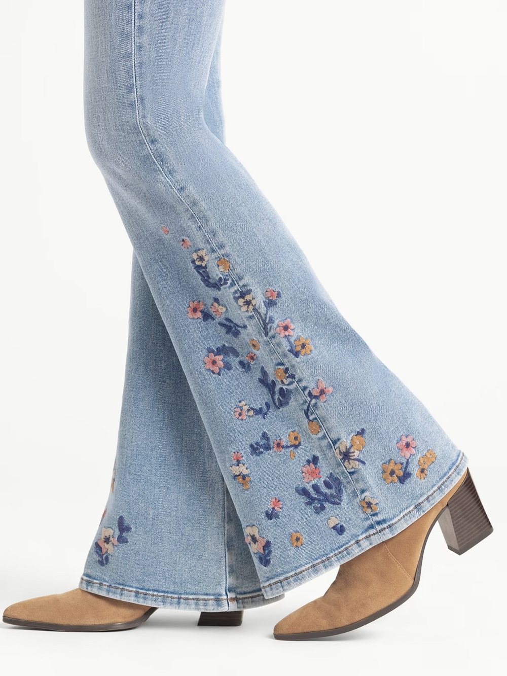Jessica Simpson Light Blue Embroidered Flare Jeans